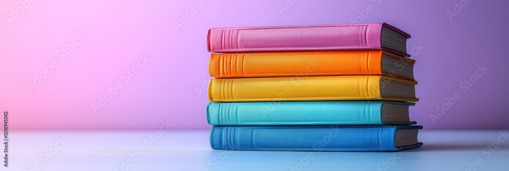 Stack of Colorful Books on a Pastel Background Stack of Colorful Books on a Pastel Background