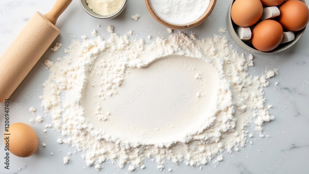 flour and eggs on the table flour and eggs on the table