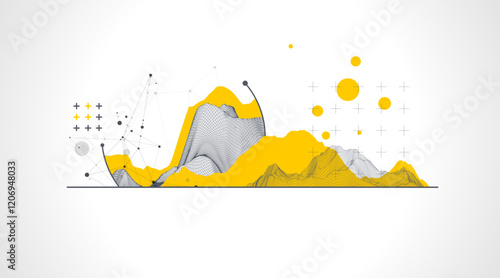 Trendy abstract wireframe background. Modern science or technology art elements. Surface illustration.