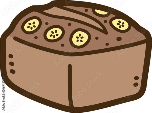 Banana bread vector doodle illustration and graphic