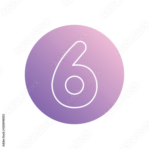 Number 6 icon isolated on a white background. Vector illustration.