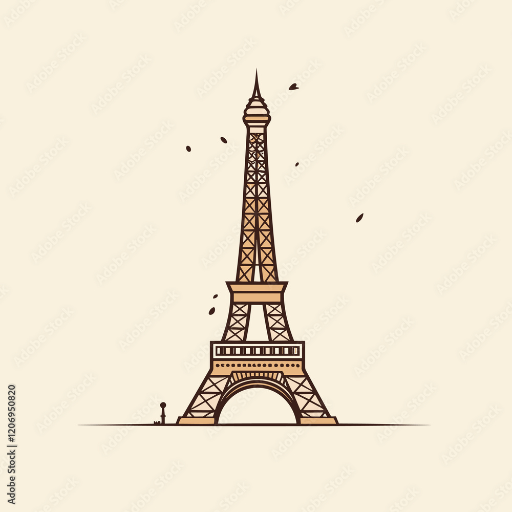 Fototapeta premium Eiffel tower hand-drawn comic illustration. Eiffel tower. Vector doodle style cartoon illustration