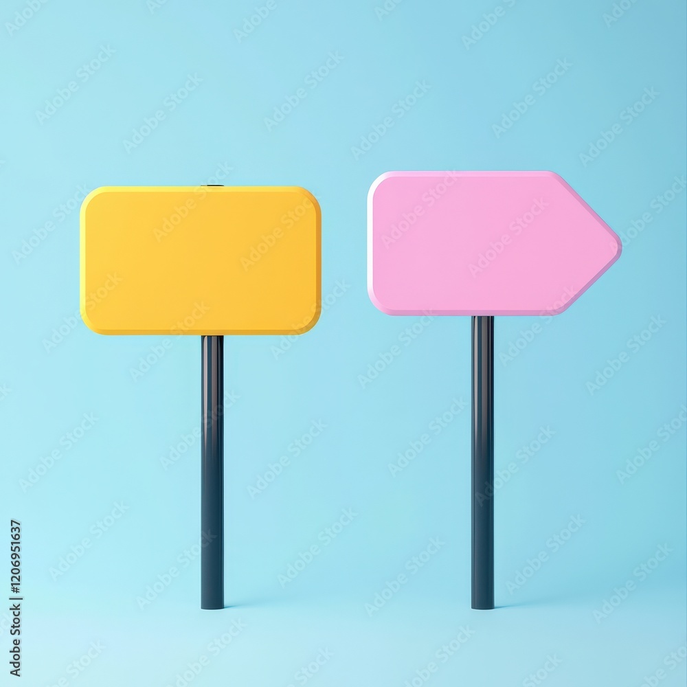 risk management awareness process concept. Two colorful directional signs, yellow and pink, against a light blue background. risk management awareness process concept. Two colorful directional signs, yellow and pink, against a light blue background.