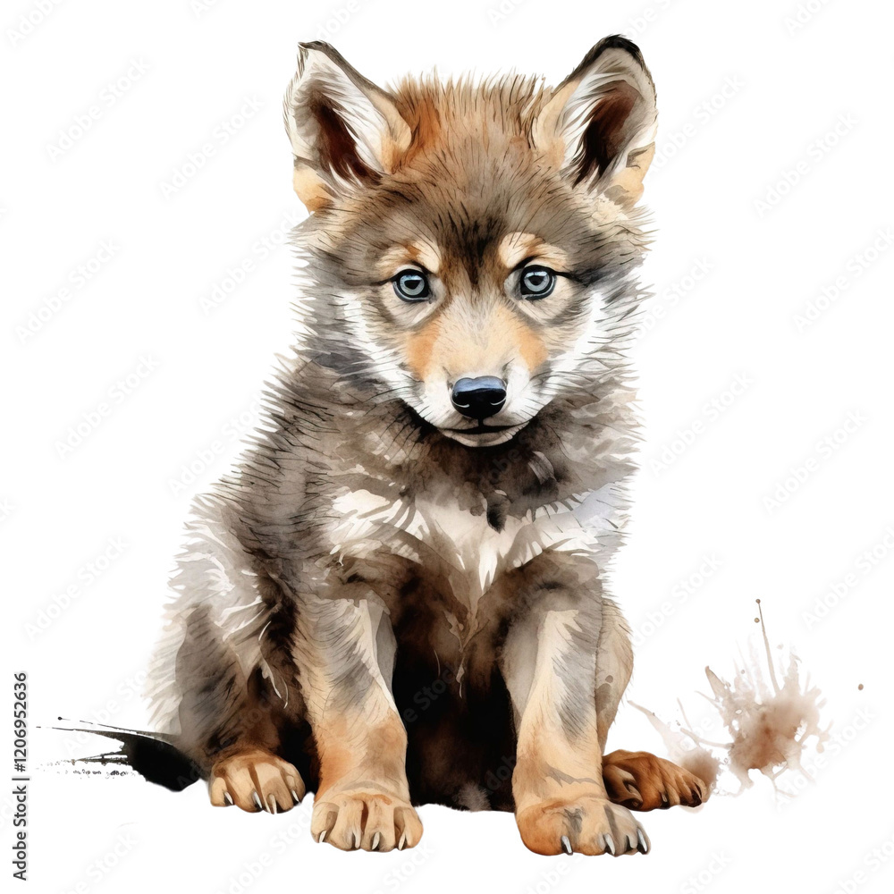 Obraz premium Baby Wolf Clipart Vector Illustration