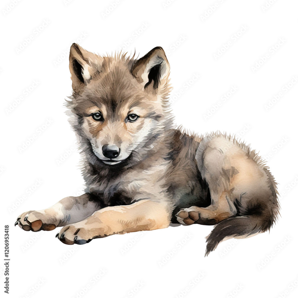 Obraz premium Baby Wolf Clipart Vector Illustration