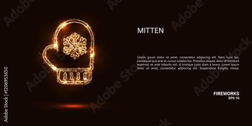 Mittens. Mittens consist of sparks and fire. Festive bright fireworks. Decorative element for celebrations and holidays. Vector illustration.
