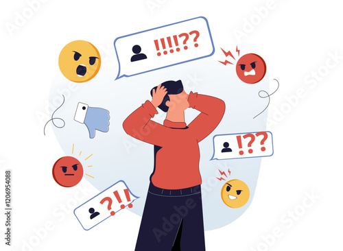 Modern social media problems, peculiarities and differences. Concept business illustrations. Vector illustration