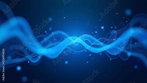 Abstract Blue Wave Light Flow on Dark Background