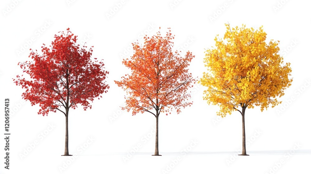 Three Trees in Autumn Colors Three Trees in Autumn Colors