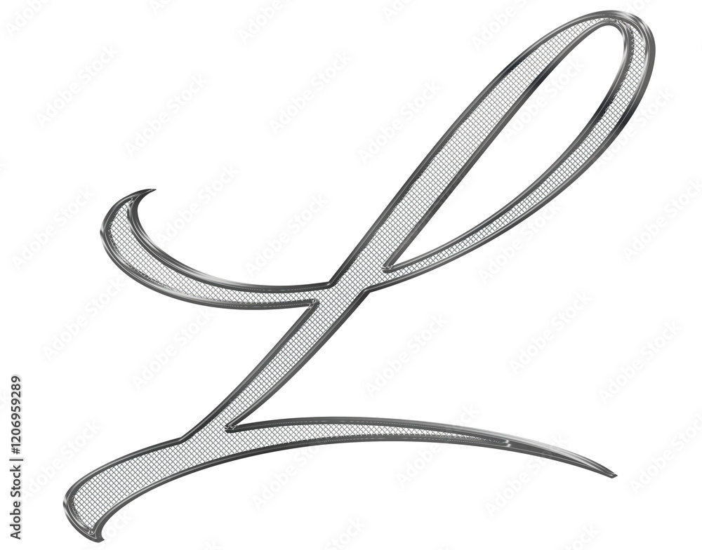 Silver, ornate, metal 3D letter with metal mesh inside. Silver, ornate, metal 3D letter with metal mesh inside.