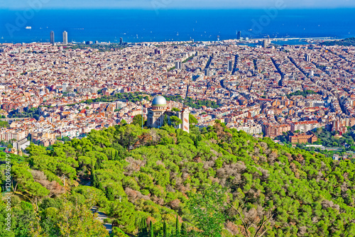 Area Mount Tibidabo, where the Sagrat Cor church is located. Barcelona.