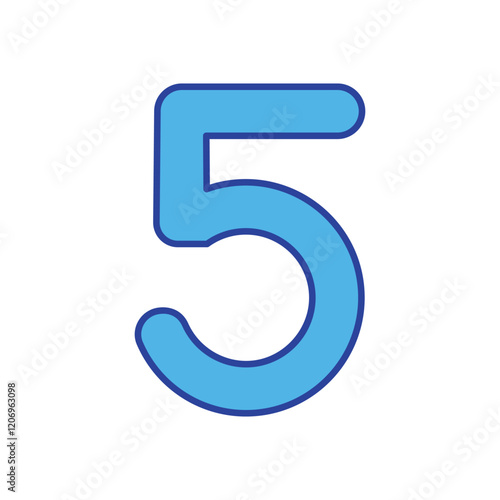 Number 5 icon isolated on a white background. Vector illustration.