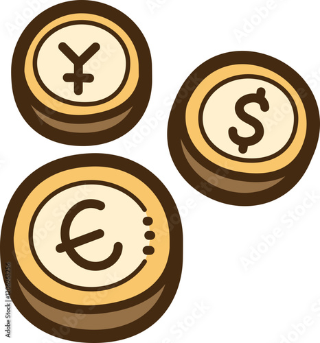 Multi-currency vector doodle illustration and graphic