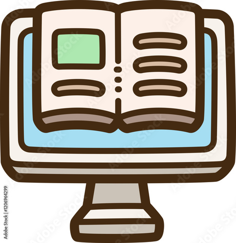 E-book vector doodle illustration and graphic