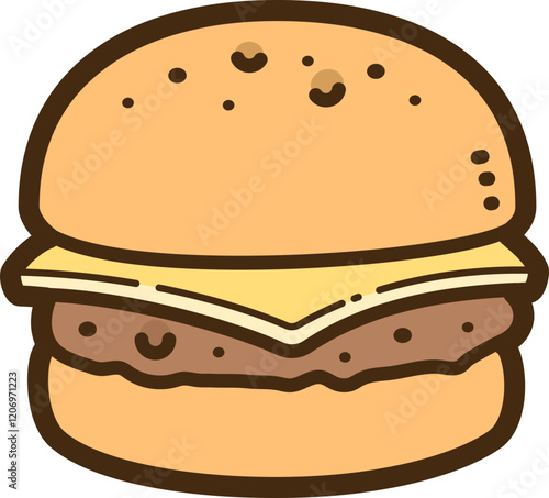 Cheese burger vector doodle illustration and graphic