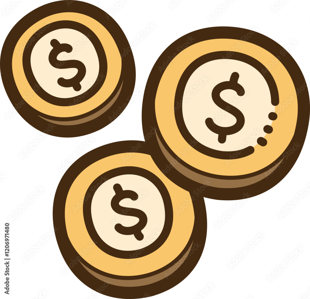 Coins vector doodle illustration and graphic Coins vector doodle illustration and graphic