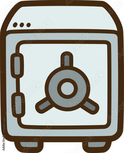 Money vault vector doodle illustration and graphic