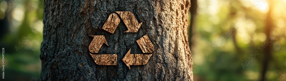 ** Eco-Friendly Symbol on Tree Trunk Highlighting Environmental Conservation and Sustainability in Nature..** ** Eco-Friendly Symbol on Tree Trunk Highlighting Environmental Conservation and Sustainability in Nature..**