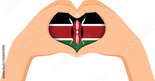 Kenya independence day. Hands forming a heart shape with the flag inside.