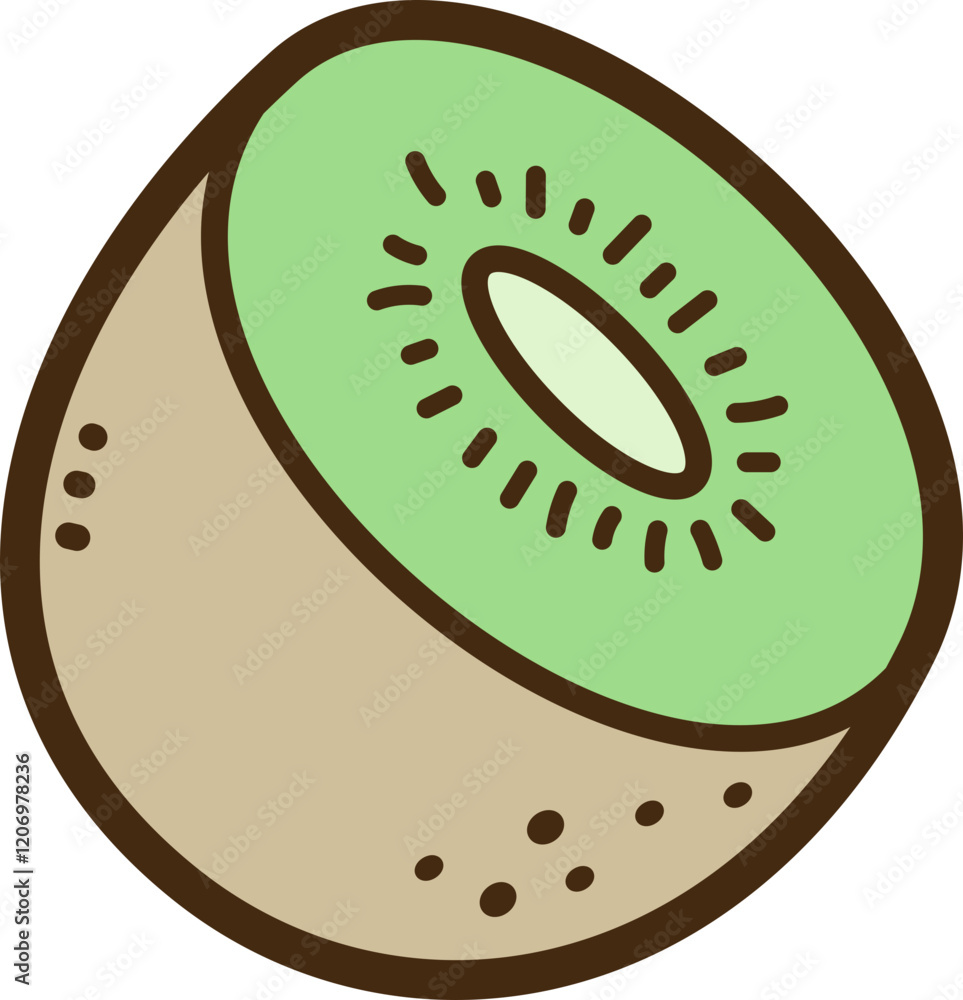 Half cut kiwi vector doodle illustration and graphic Half cut kiwi vector doodle illustration and graphic