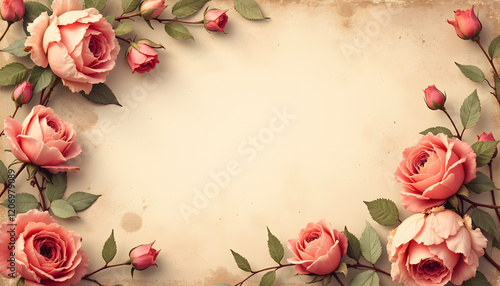 Wallpaper Mural Romantic Rose Border Torontodigital.ca