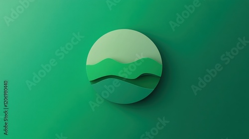 Abstract three-dimensional circular design with green layered wavy shapes photo