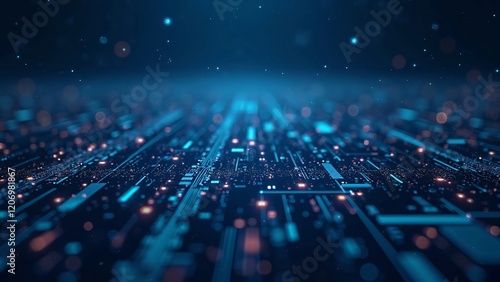 Futuristic Digital Data Flow with Cyber Grid Network