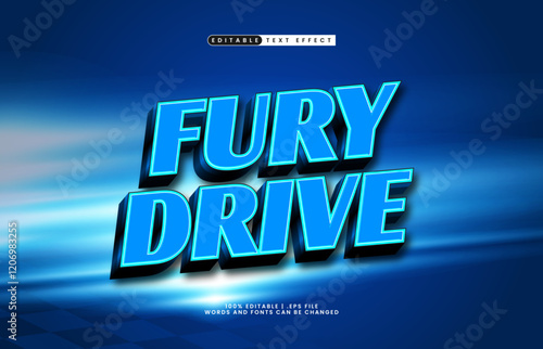 fury drive editable text effect with a race speed and champion theme