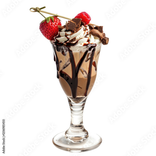 decadent chocolate sundae with whipped cream fresh berries and chocolate shavings a perfect dessert