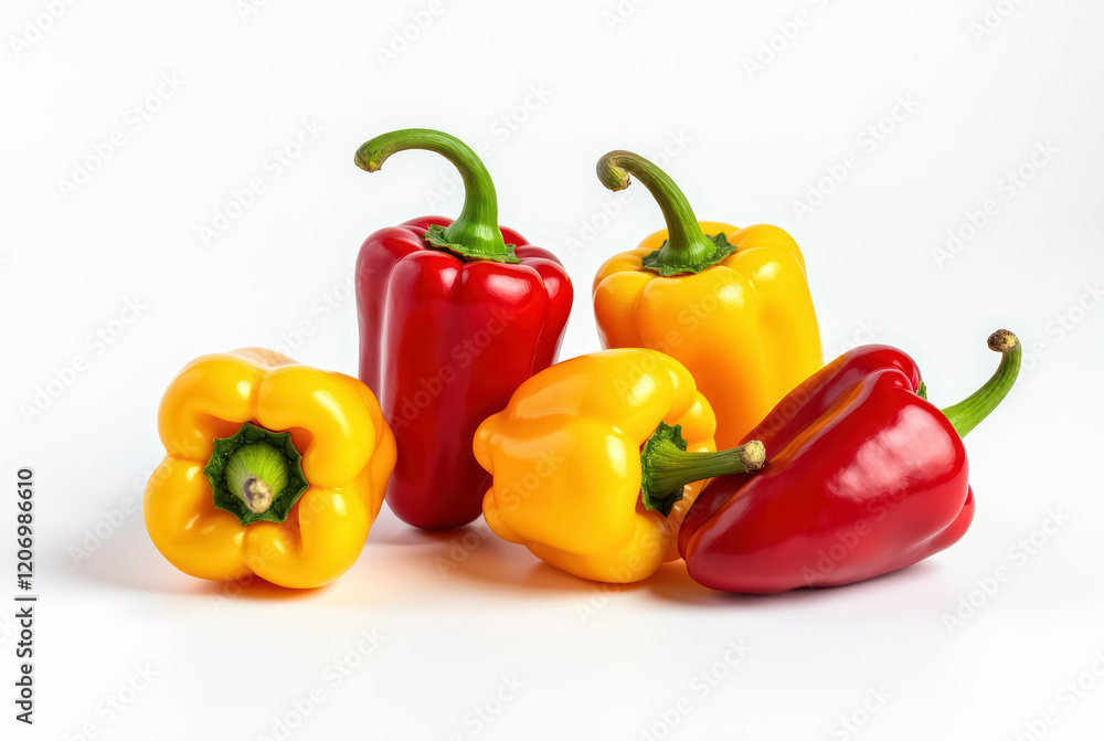 Bell Peppers of Various Colors on a White Background Bell Peppers of Various Colors on a White Background