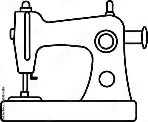 sewing machine and needle line art vector silhowttes