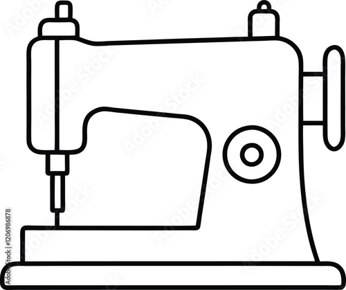sewing machine and needle line art vector silhowttes