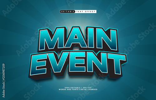 main event editable text effect with show stage and light theme