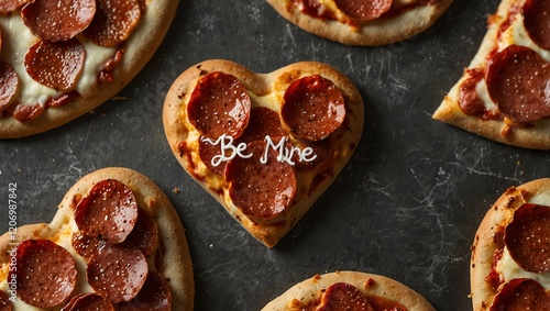 Wallpaper Mural dried figs and walnuts .  close up overhead shot displays multiple small pizzas, one heart-shaped, with "Be Mine" written on it. Torontodigital.ca