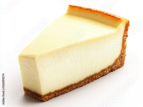 Delicious slice of classic New York style cheesecake on white background. photo