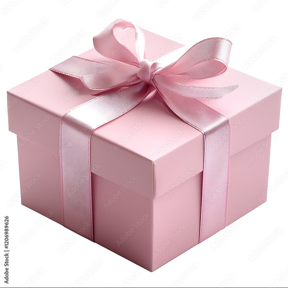 Fototapeta premium A Stylish Pink Gift Box Adorned with a Neat Luxurious Bow.