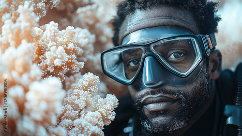 a man wearing a scuba goggles and a pair of snors