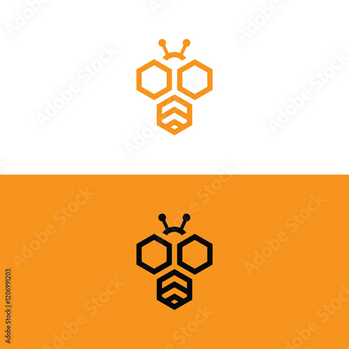 bee flat abstract design icon logo