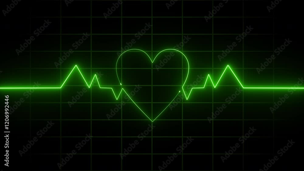 Heartbeat Animation Neon Line Light Heart Rate Display Screen Medical Research. 4K Resolution Heartbeat Animation Neon Line Light Heart Rate Display Screen Medical Research. 4K Resolution