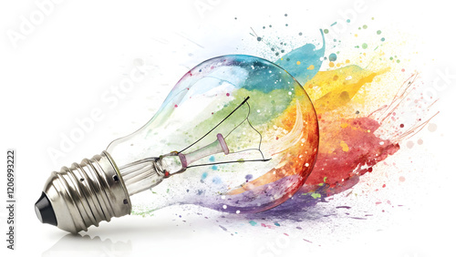 A vibrant, painted glass bulb, symbolizing creative ideas and innovative energy photo