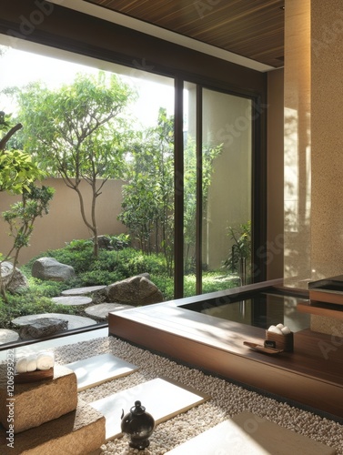 Serene indoor spa with zen ...
