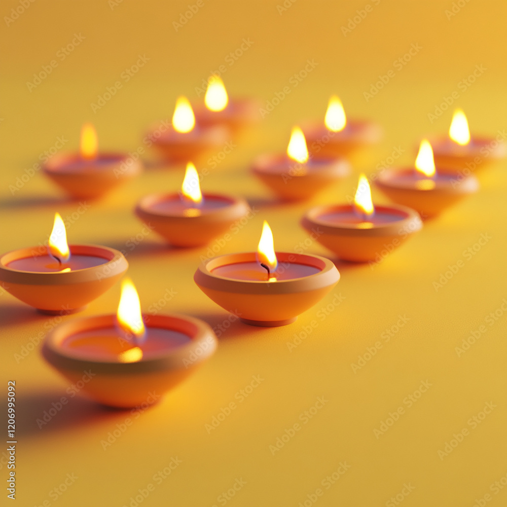 A photograph of multiple clay oil lamps lit, symbolizing the festive lights and warmth of the Diwali festival A photograph of multiple clay oil lamps lit, symbolizing the festive lights and warmth of the Diwali festival