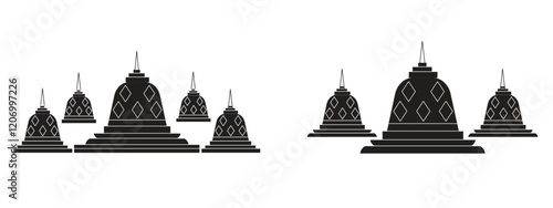 Borobudur temple, a historical heritage, an icon of Indonesian tourism. VECTOR ILLUSTRATION.
