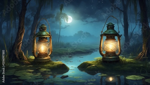 old lantern in the night