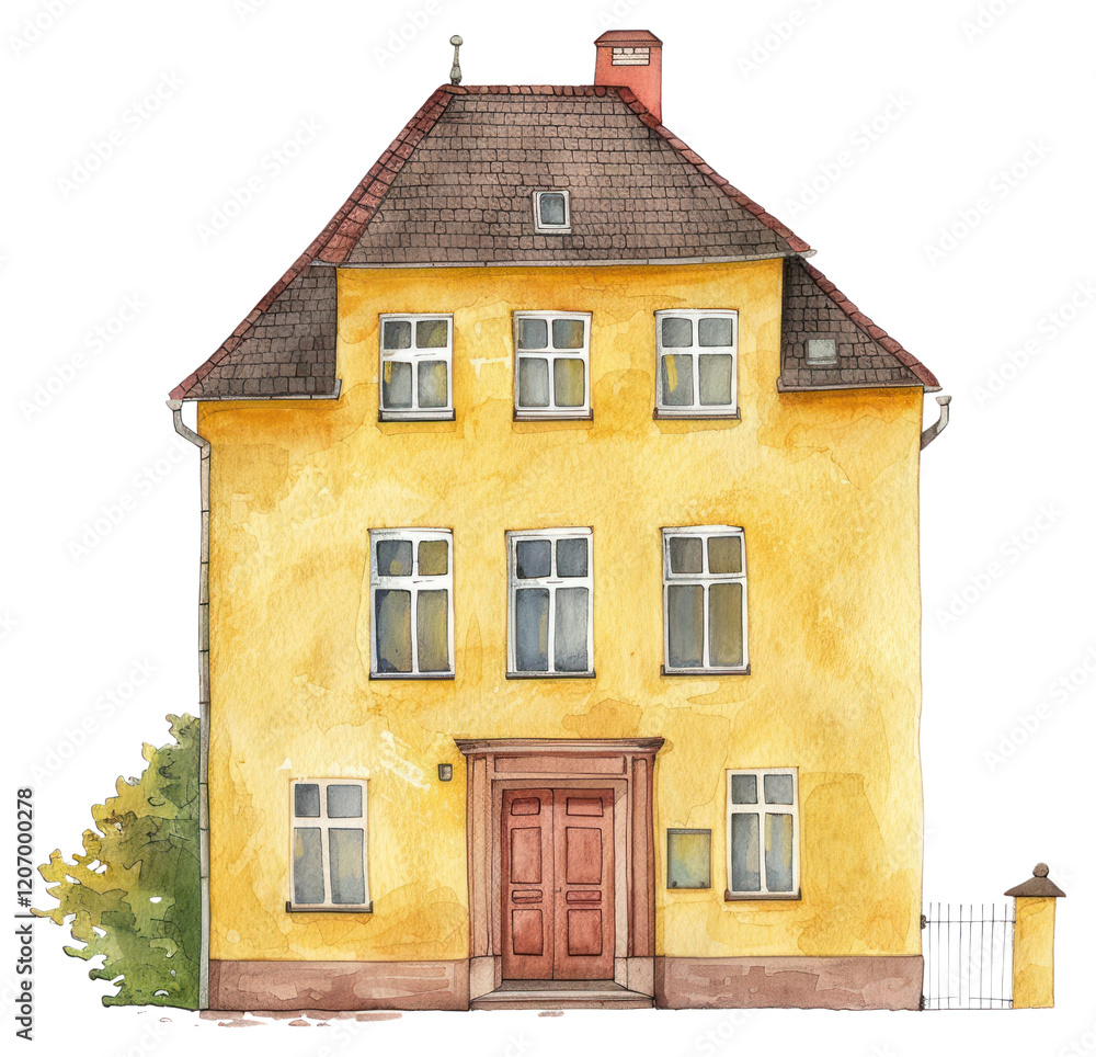 PNG Charming yellow house illustration PNG Charming yellow house illustration