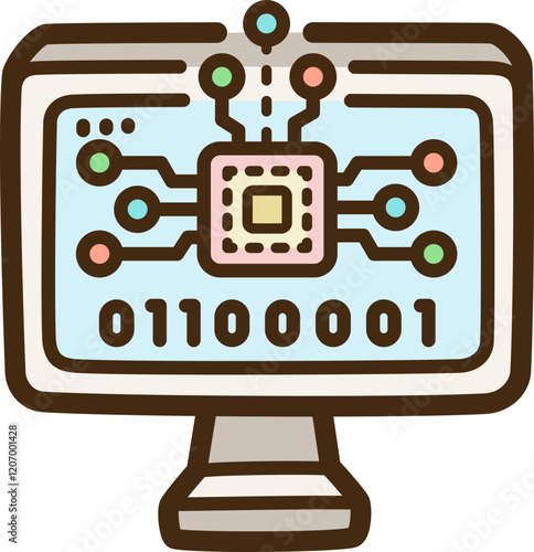 Computer science vector doodle illustration and graphic