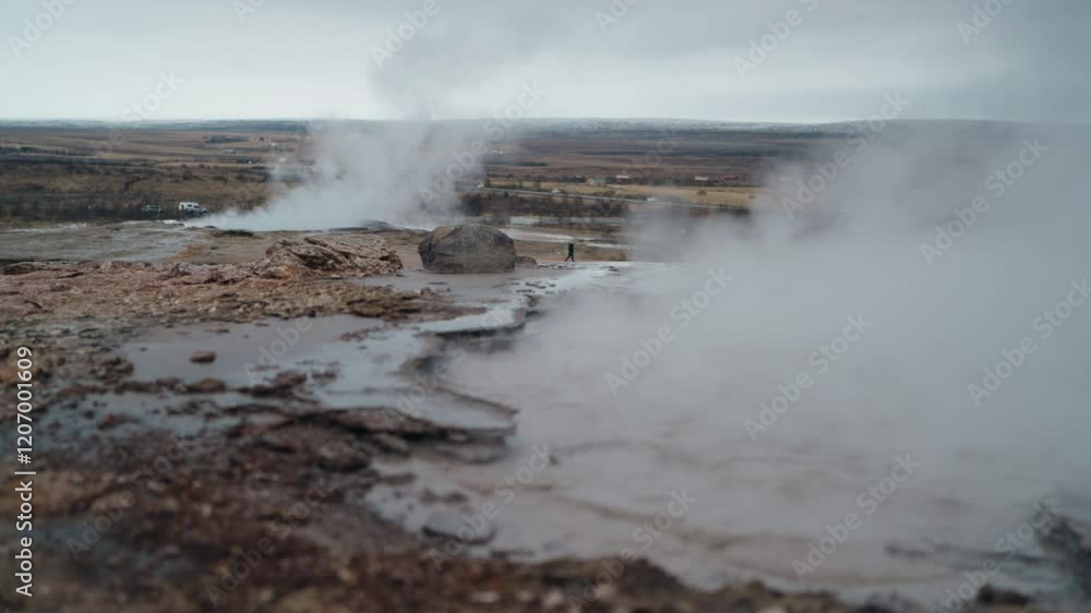 Hot spring on Iceland boiling, Geyser Hot spring on Iceland boiling, Geyser