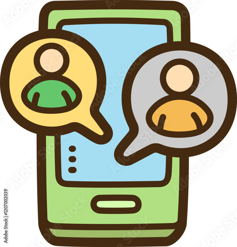 Connecting people vector doodle illustration and graphic