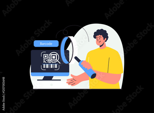 Illustration of an Barcode Scanner Cartoon Character