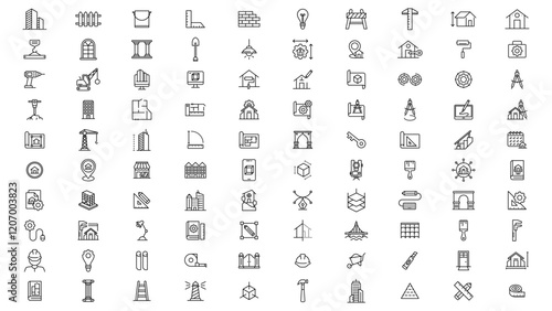 architecture construction icon set line vector design with editable stroke